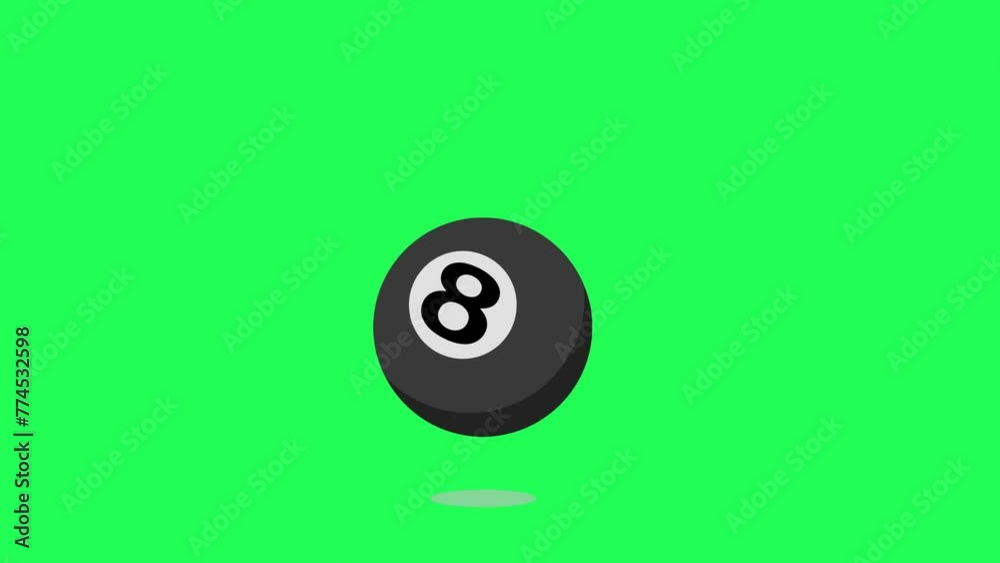 Billiard Ball is jumping on Green Screen background. 4K video Footage Billiard Ball Animation or Billiard Footage. Billiard Ball bouncing and spinning Billiard Ball is jumping on Green Screen background. 4K video Footage Billiard Ball Animation or Billiard Footage. Billiard Ball bouncing and spinning