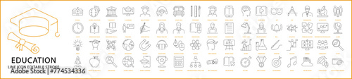 Education Icons. Education Icon Set. Education Line Icons. vector Illustration. editable Stroke.