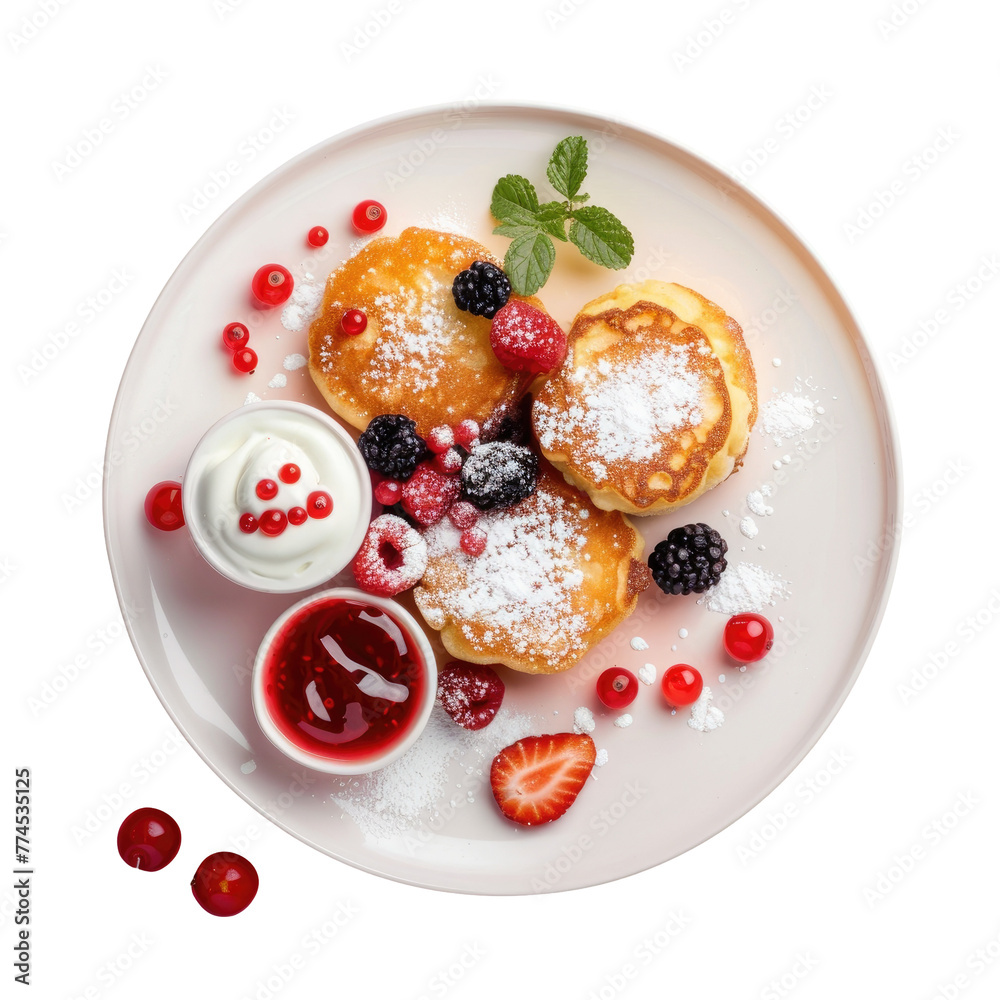 Giraffes on a plate with berries and sugar Giraffes on a plate with berries and sugar