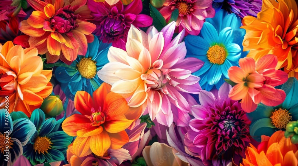 Get lost in a world of bright bold flowers as they burst into a kaleidoscope of colors creating a stunning visual display. Get lost in a world of bright bold flowers as they burst into a kaleidoscope of colors creating a stunning visual display.