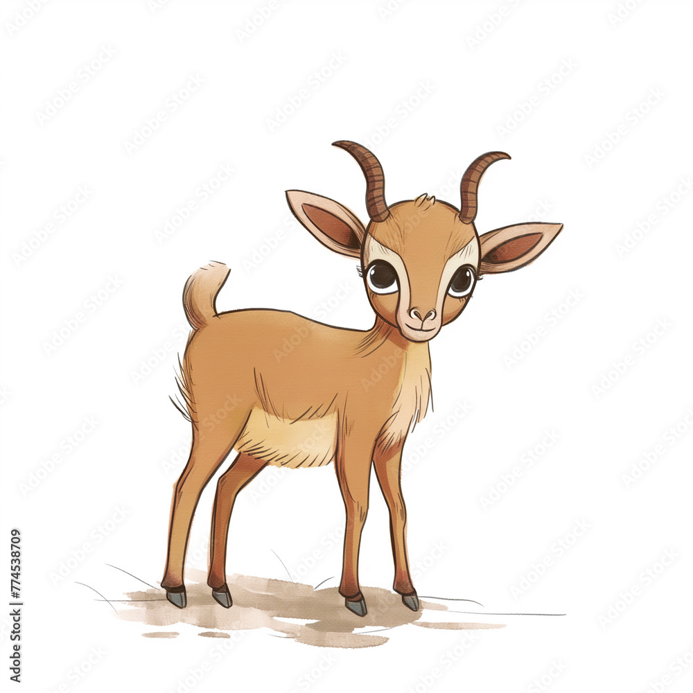 Fototapeta premium Minimalist digital drawing woodland urial