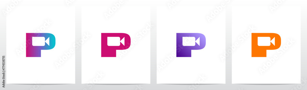 Film Camera on Letter Initial Logo Design P Film Camera on Letter Initial Logo Design P