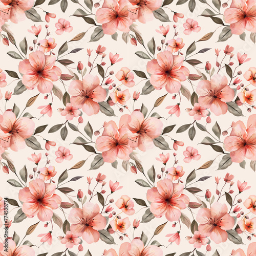 Floral pink color, Beautiful form natural, seamless pattern.