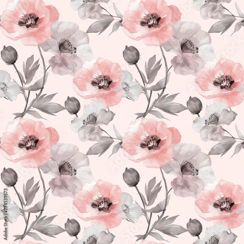 Floral pink color, Beautiful form natural, seamless pattern.