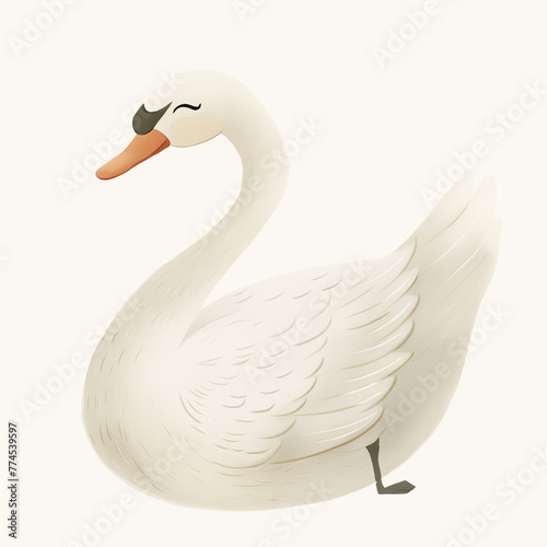 Minimalist digital drawing woodland swan