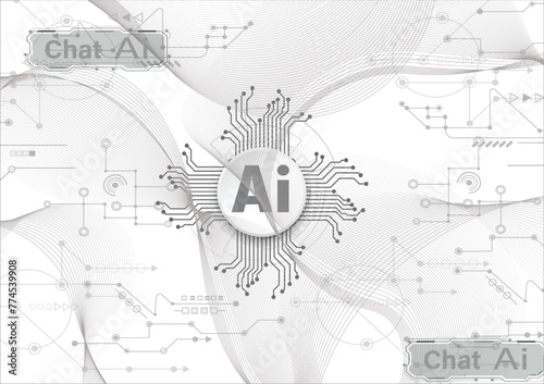 Chatbot OpenAi and line technology network background. Smart AI or Artificial Intelligence vector illustration using Chatbot.Digital technology.