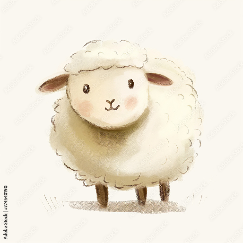 Obraz premium Minimalist digital drawing woodland sheep