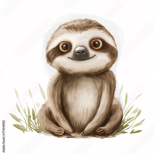 Minimalist digital drawing woodland sloth