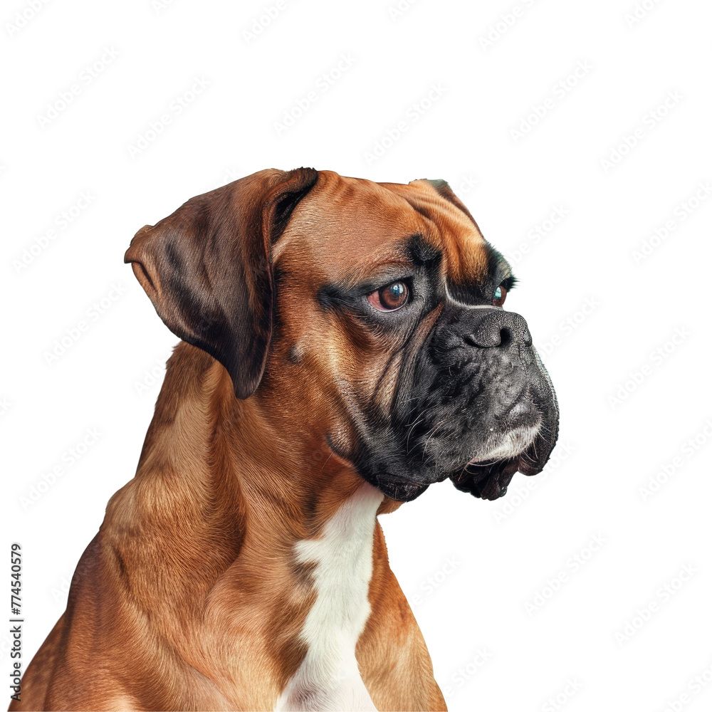 Brown and white dog against Transparent Background