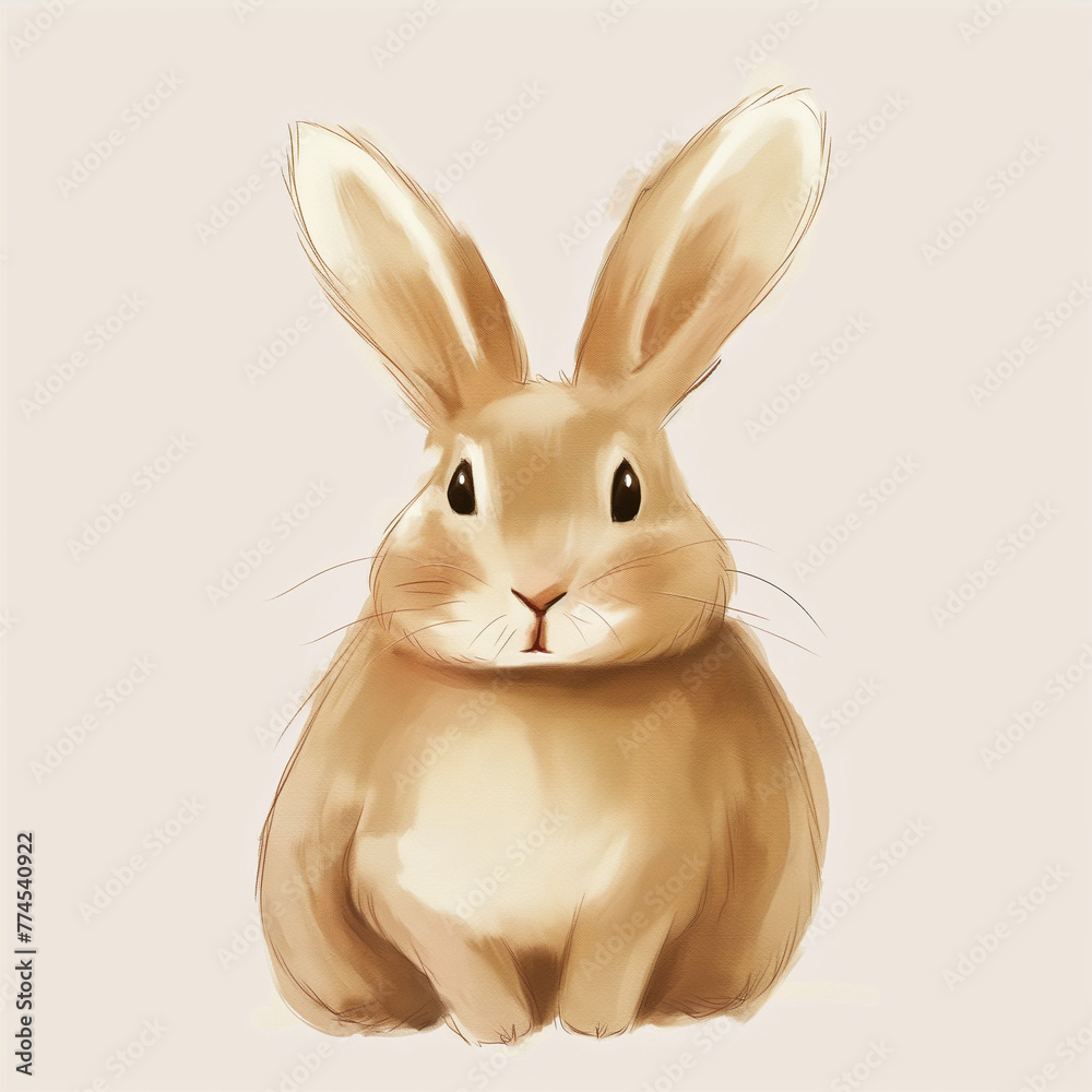 Fototapeta premium Minimalist digital drawing woodland rabbit