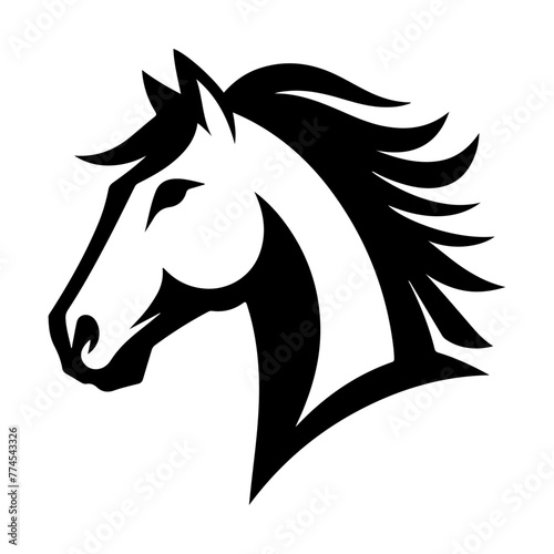 Horse head pose, vector image, vector silhouette, white background 4