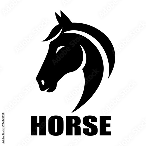 Horse head pose  vector image  vector silhouette  white background 2