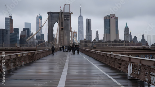 Brooklyn Bridge during the day with sparse