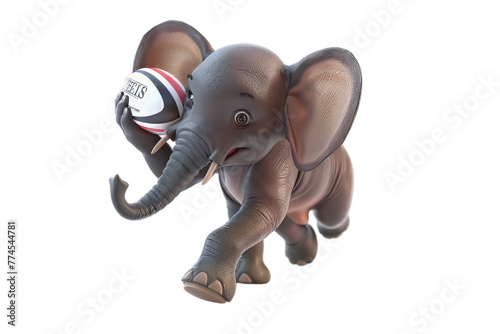 elephant with rugby ball