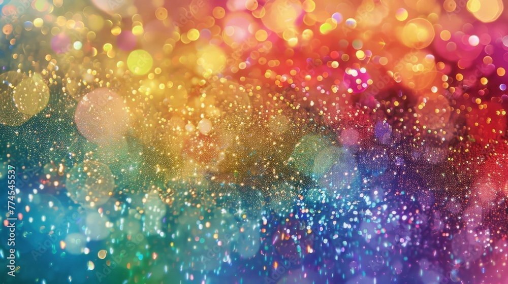 Fototapeta premium A rainbow of colors explodes in a dazzling show of shimmer and sparkle.