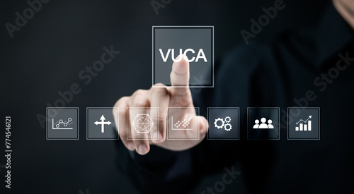 VUCA concept Volatility, Uncertainty, Complexity, Ambiguity. Strategic management, Rapid changes in business organizations.