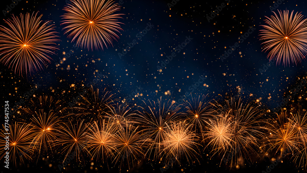 Fireworks celebration in the night sky, holiday celebration