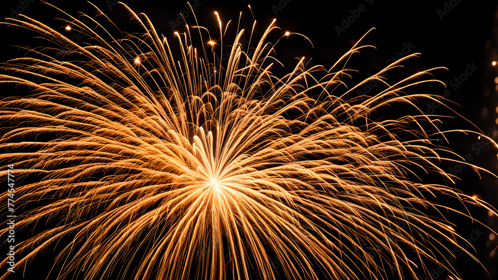 Naklejka premium Fireworks celebration in the night sky, holiday celebration