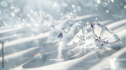 Luxurious diamond background with silver sparkling diamonds, exuding a luxurious feel photo