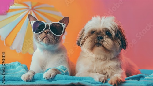 Cat and dog on summer holiday  © PhotoPhantasm