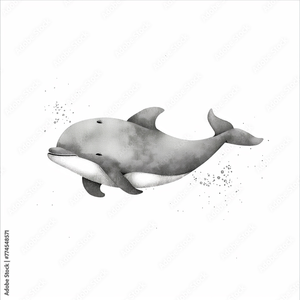 Naklejka premium Minimalist digital drawing woodland dolphin