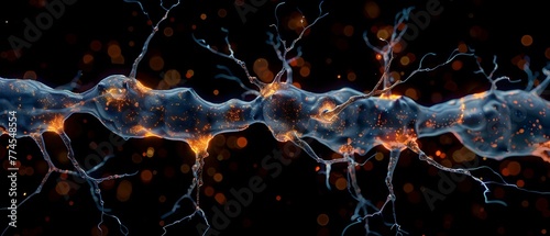 3D computer reconstruction of dopaminergic neurons linked to Parkinsons autism and schizophrenia. Concept 3D Modeling, Neuroscience, Parkinson's, Autism, Schizophrenia photo