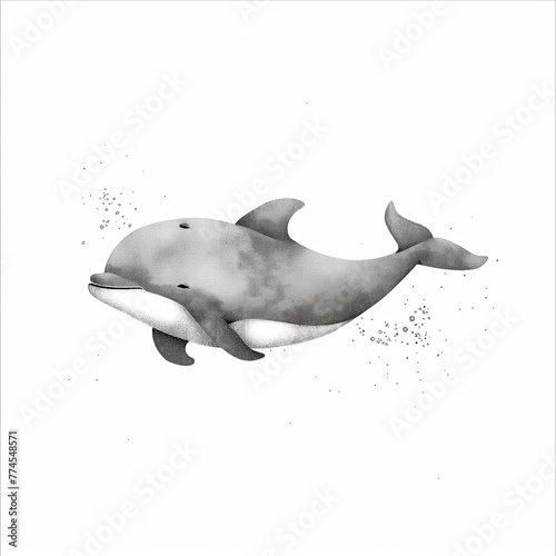 Minimalist digital drawing woodland dolphin