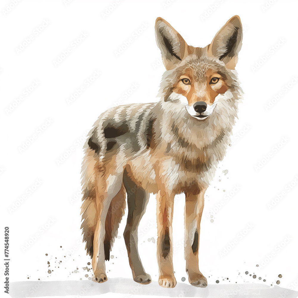 Fototapeta premium Minimalist digital drawing woodland coyote