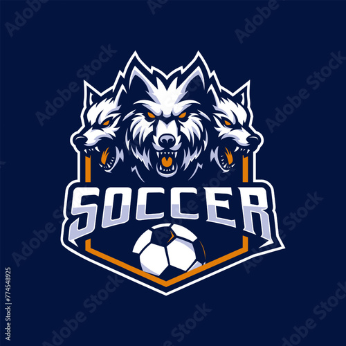 Three angry wolves for football team logo