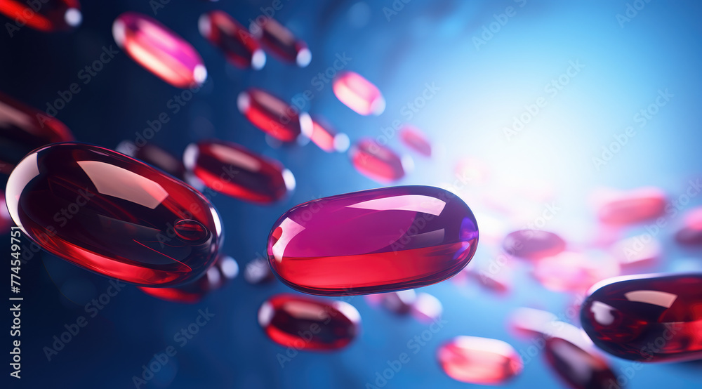 Healthcare and medical, pharmacy and medicine, antidepressant and vitamin concept. Group of 3d pills and medicine capsules flying. Close-up of painkillers in motion dynamics Healthcare and medical, pharmacy and medicine, antidepressant and vitamin concept. Group of 3d pills and medicine capsules flying. Close-up of painkillers in motion dynamics