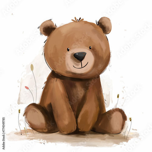 Minimalist digital drawing woodland bear
