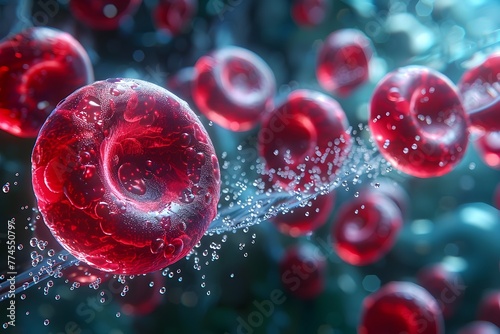 Captivating Crystalline Cells A Visually Striking of the Intricate Structures and Vibrant Hues within a Blood Droplet