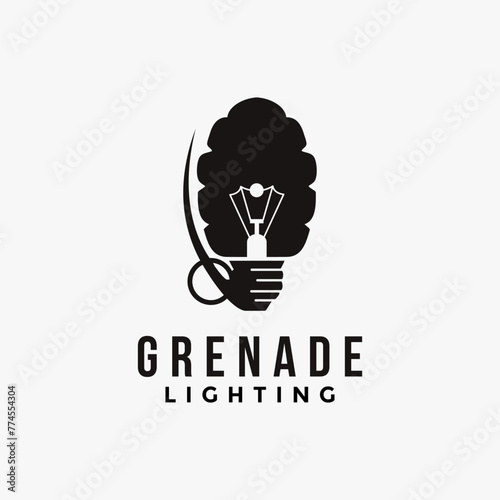 grenade and lighting bulb, big blast boom explosive idea logo icon vector template on white background