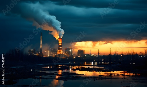 Industrial environmental pollution smog  environmental pollution  air pollution concept .