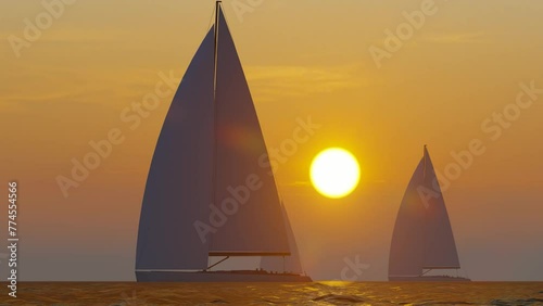 The sailing ship on the sea sets sail with Yangfan in the wind and waves photo