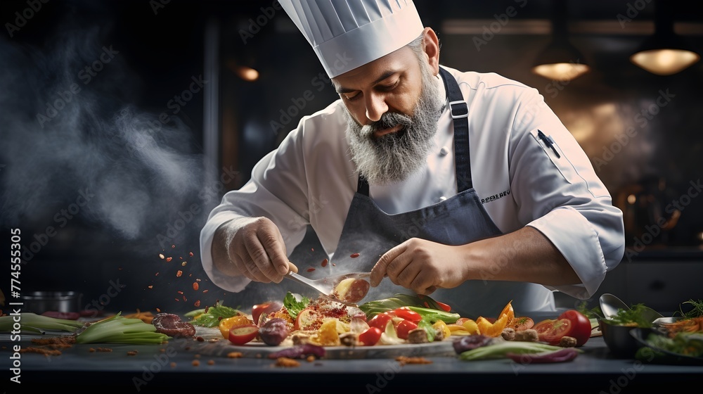 A chef creating culinary masterpieces A chef creating culinary masterpieces