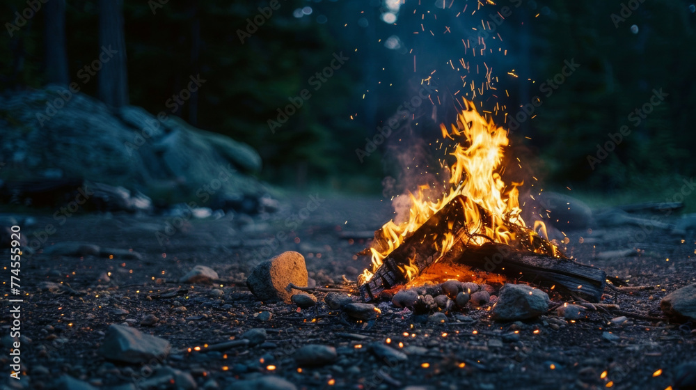 A glimpse of a campfire in the distance the comforting glow and crackle of flames beckoning the weary explorers onward towards new . . A glimpse of a campfire in the distance the comforting glow and crackle of flames beckoning the weary explorers onward towards new . .