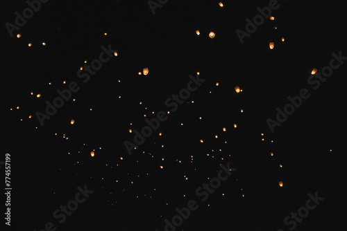 Fire Lanterns in the Night Sky