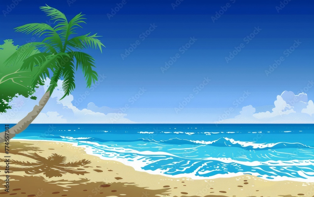 Palm Tree Painting on a Beach