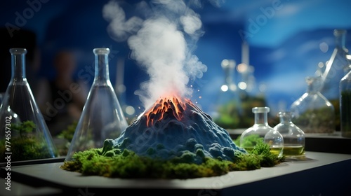 An engaging science fair display with miniature volcanoes and simple experiments