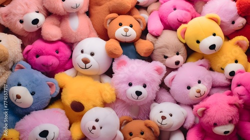 Colorful plush toys arranged in a playful display