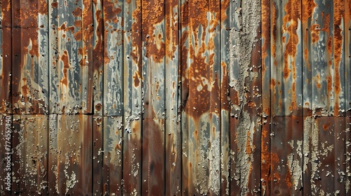 A metal wall with a weathered patina. © Kasorn