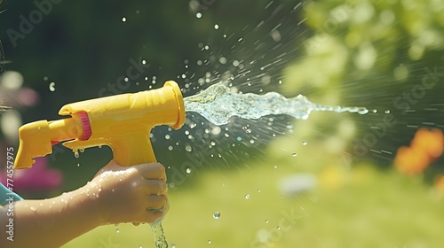 Outdoor water play toys like sprinklers and water guns