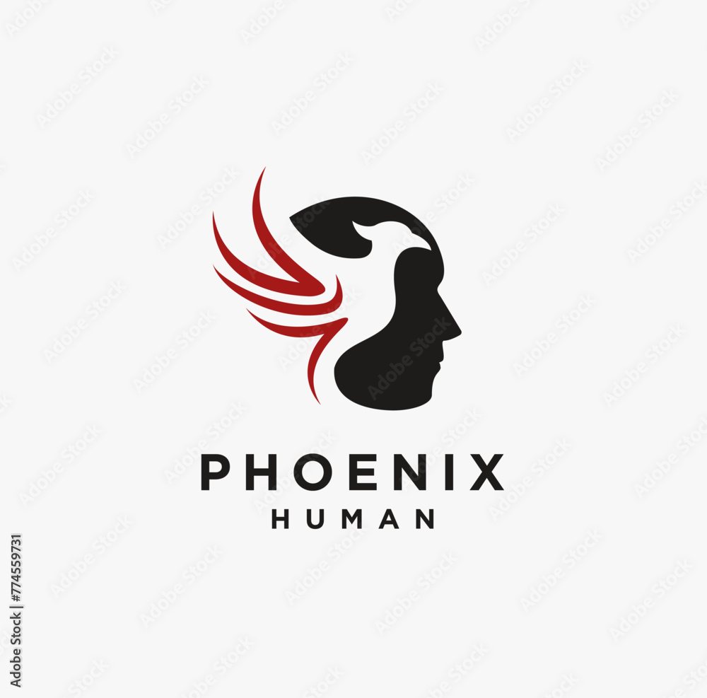 Obraz premium Human Phoenix logo icon vector template on white background