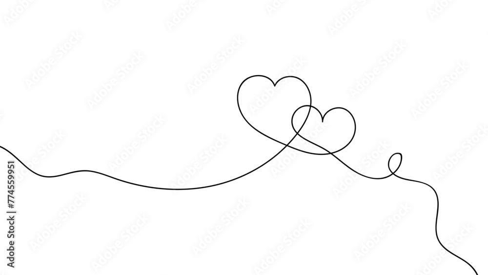 One continuous drawing of heart and color shape love sign. Thin contour and romantic symbol for greeting card and web banner. Doodle outline no background. Editable stroke. vector illustration One continuous drawing of heart and color shape love sign. Thin contour and romantic symbol for greeting card and web banner. Doodle outline no background. Editable stroke. vector illustration