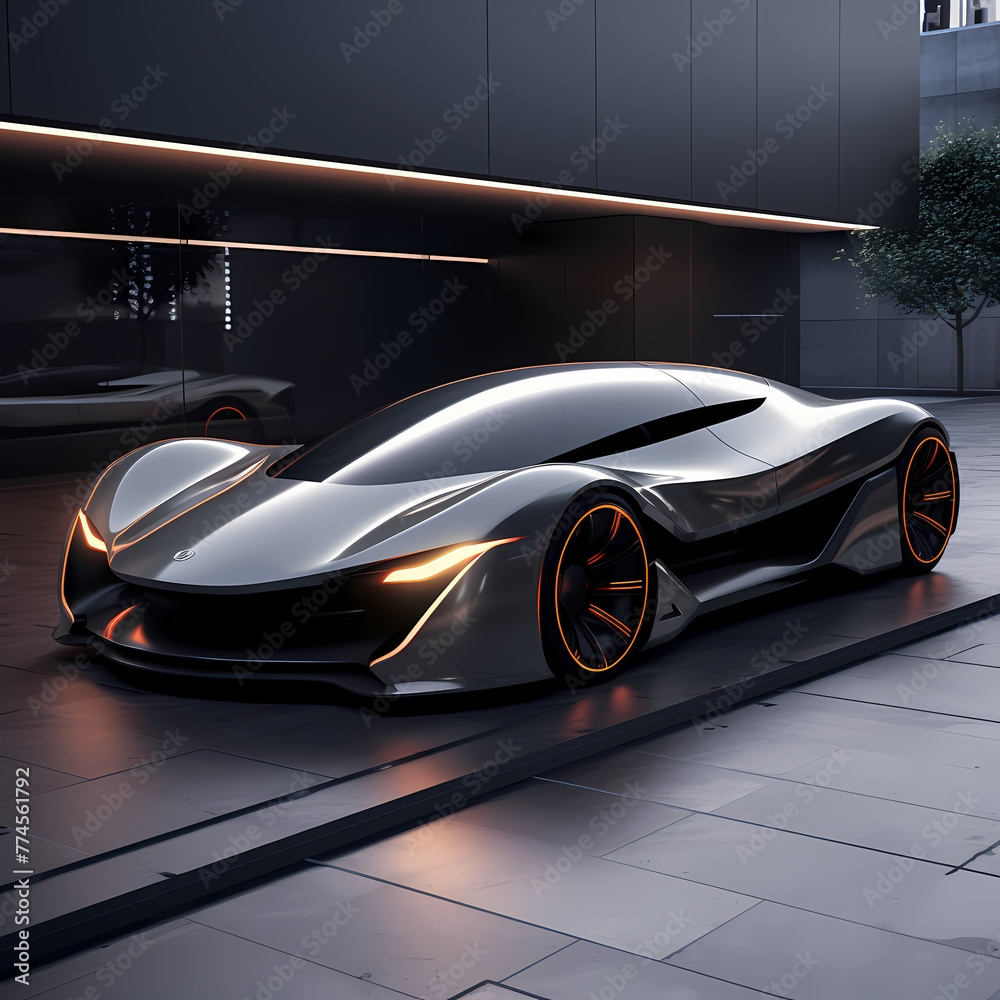 A futuristic car with sleek design.