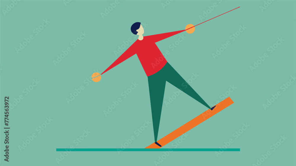 A person trying to balance on a tightrope symbolizing the delicate and precarious nature of trying to align values and behaviors. A person trying to balance on a tightrope symbolizing the delicate and precarious nature of trying to align values and behaviors.