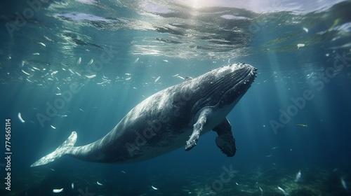 Humpback whale in the ocean. Underwater scene © danang