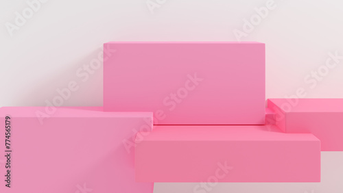 3D rendering abstract pink shape podium Perfect platforms for showing your beauty products on white background