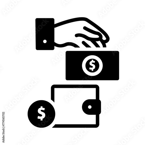 Vector solid black icon for Cost saving